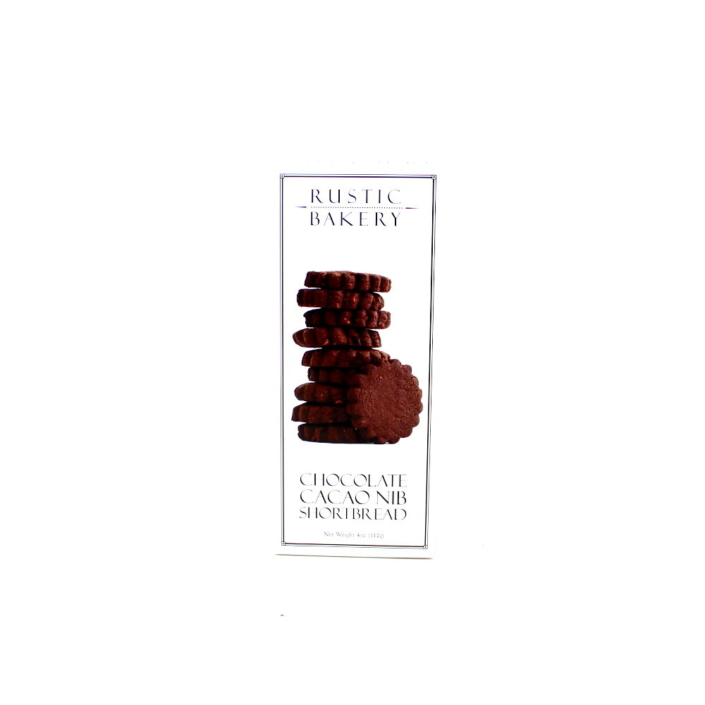 Rustic Bakery Chocolate Cacao Nib Shortbread, 4 oz. - Cured and Cultivated