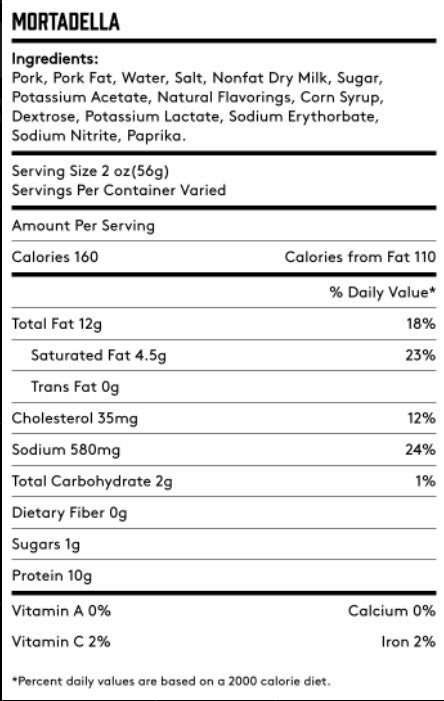 Mortadella Italian Emulsified Sausage by Columbus, Bologna- Cured and Cultivated