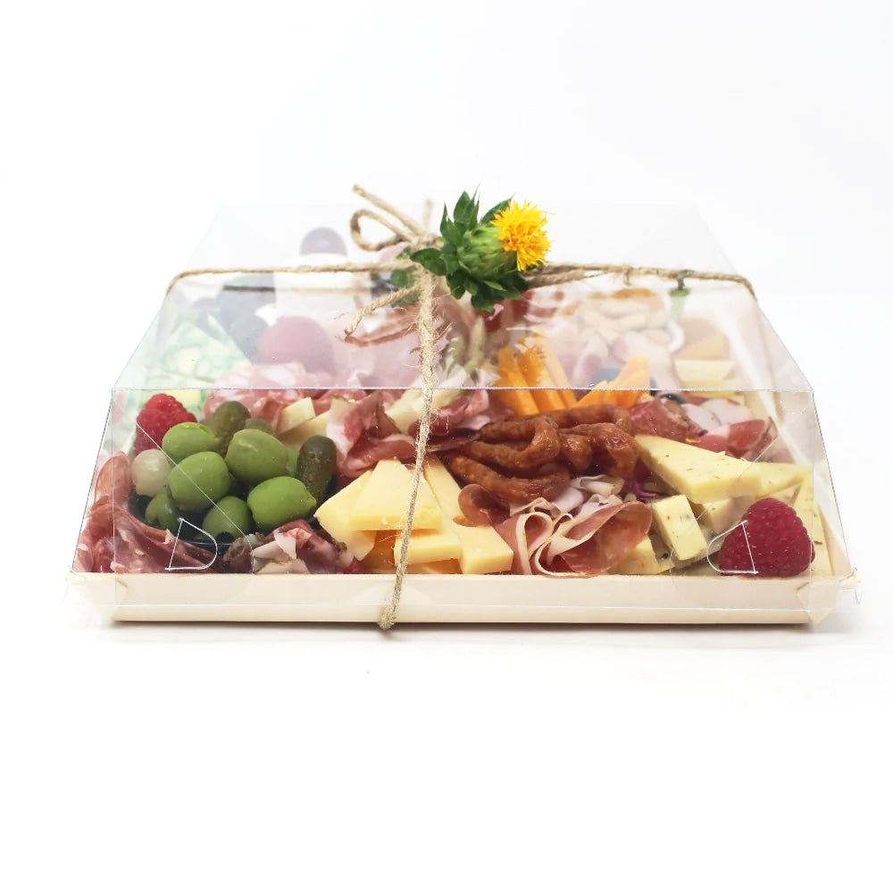10 x 10 wooden charcuterie wooden tray with lid - Cured and Cultivated