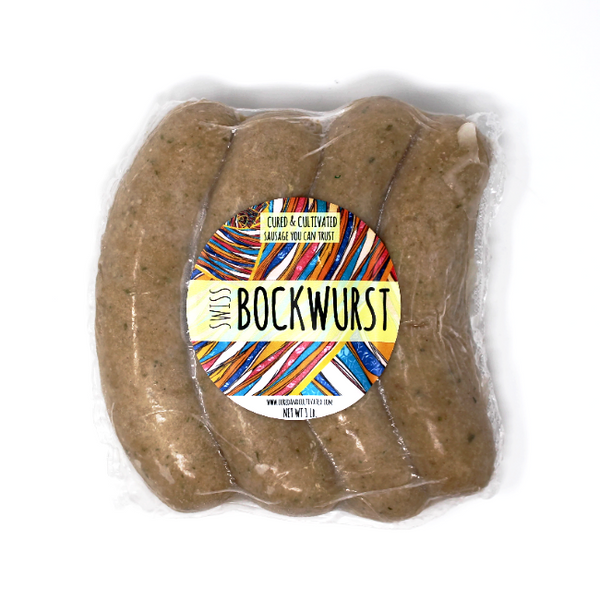 Swiss Bockwurst, 15 oz - Cured and Cultivated
