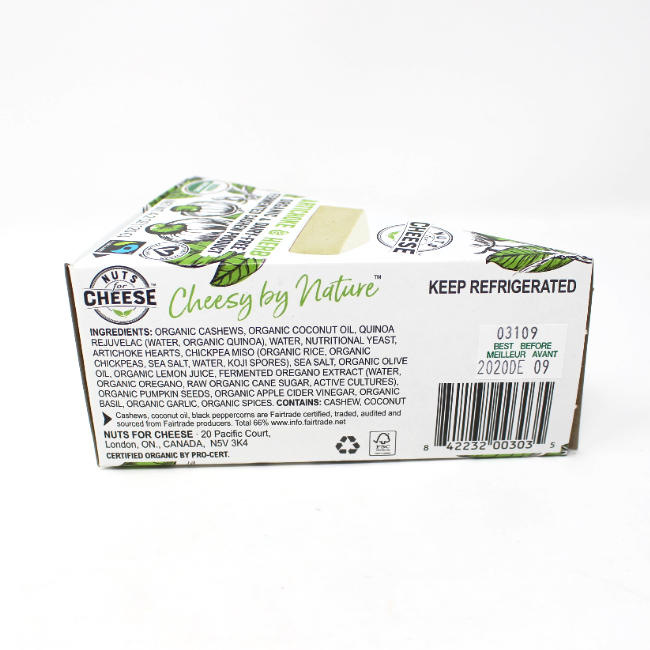 Nuts for Cheese Vegan Cheese Artichoke and Herb, 4.2 oz - Cured and Cultivated