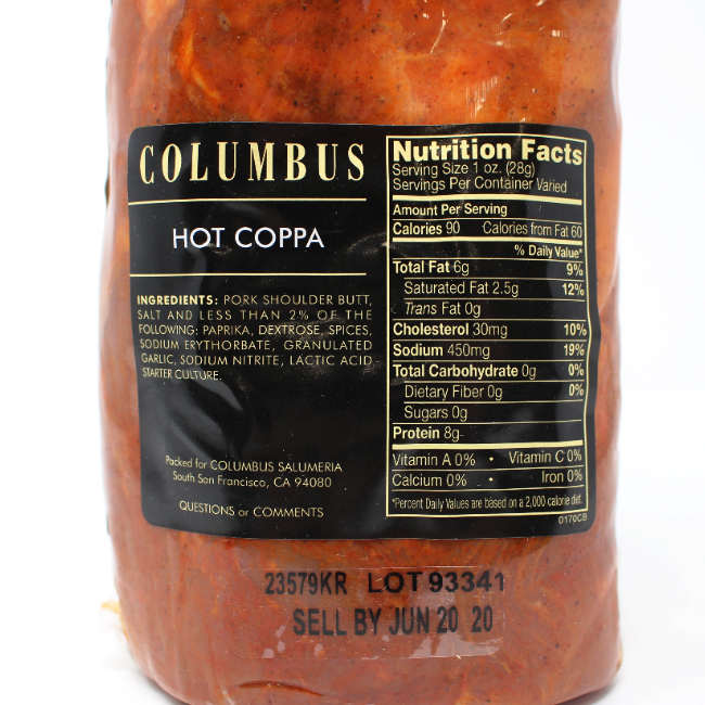 Coppa Hot Columbus - Cured and Cultivated