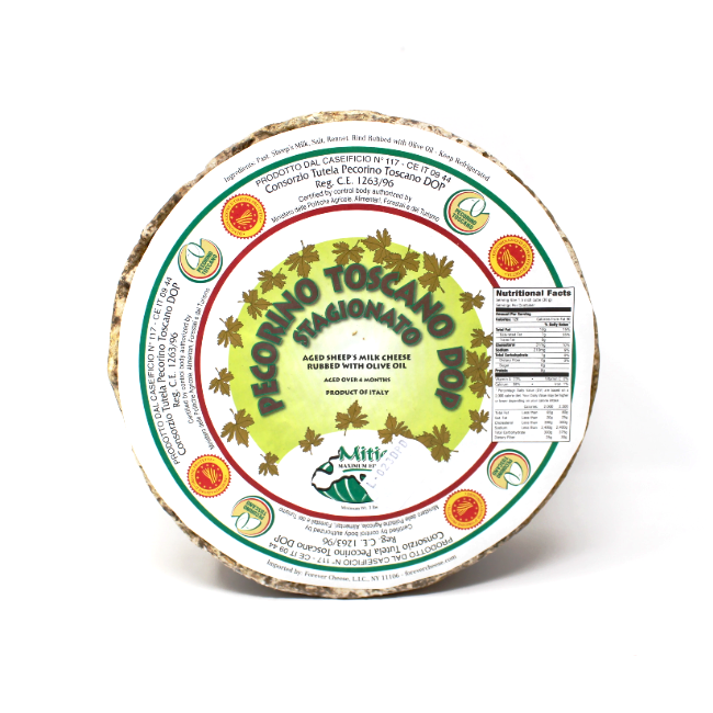 Pecorino Toscano Stagionato DOP Italian Cheese - Cured and Cultivated